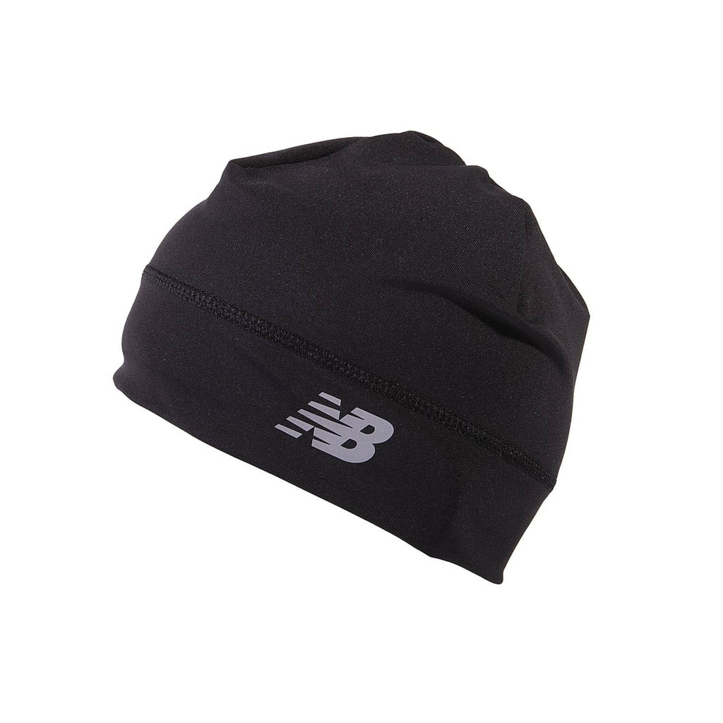 Black lightweight running skullcap hat with New Balance logo