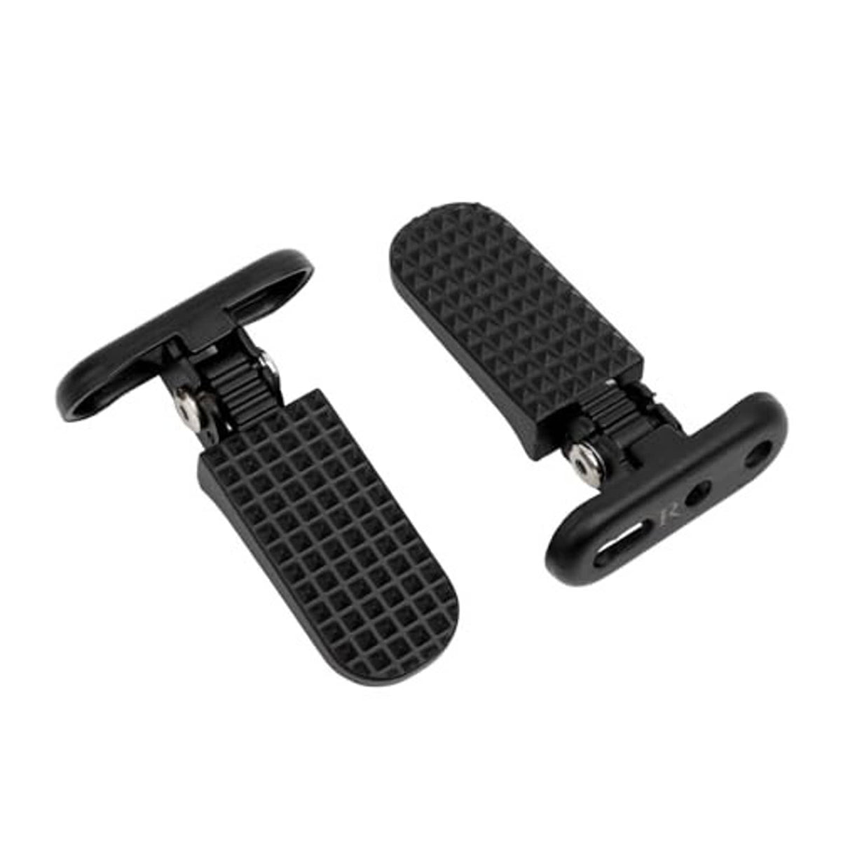 Black textured footpeg pad with mounting bracket and dual-hole bar