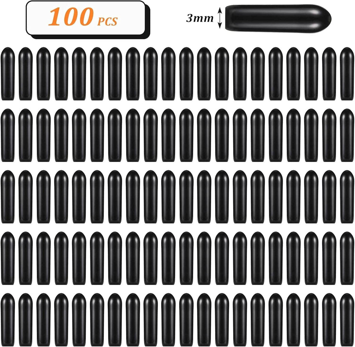Bulk set of black prong collar covers, 3mm tube caps, many pieces