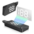 Black car head-up display with bright LED digits and mph speed readout