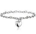 Silver-tone heart charm bracelet with oval link chain and small heart pendant