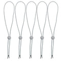 Hat chin strap set with light gray cord and round clips, spring cord loops