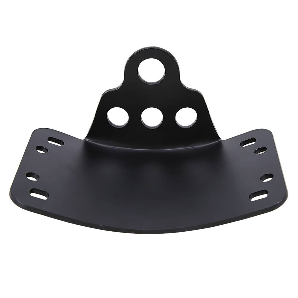 Motorcycle license plate mounting bracket, black curved plate with five mounting holes