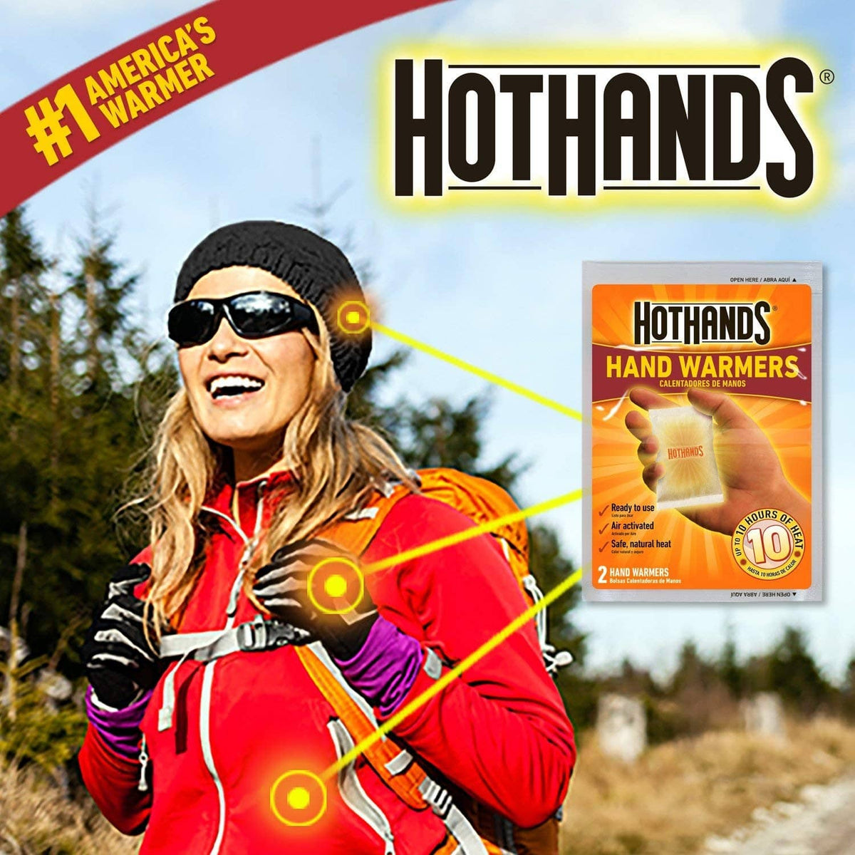 HotHands hand warmers card package, 10 hours heat, #1 America's warmer