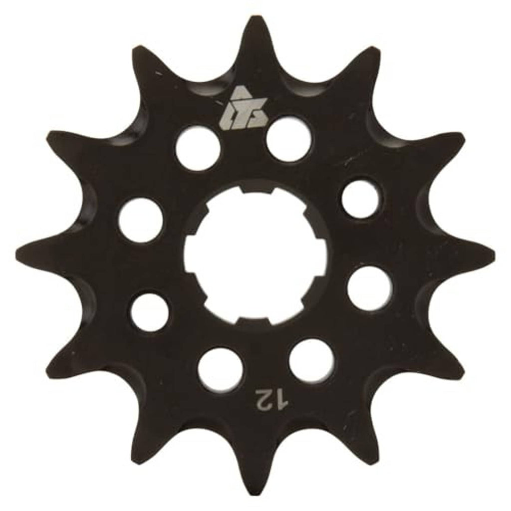 Black 13-tooth front sprocket with circular center opening and perimeter teeth