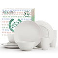 White wheat straw dinnerware set with plates, bowls, and cups, 16-piece assortment