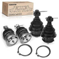 Front upper and lower ball joint set, four black rubber boots with metal studs