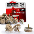 Screw-on felt furniture pad set with metal screws and beige felt, 24 pieces