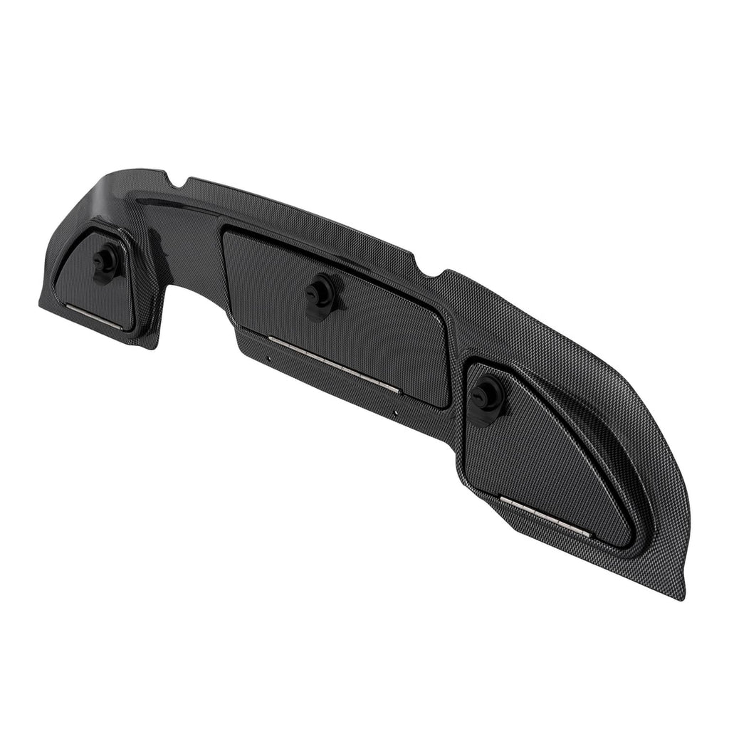 Carbon fiber dash kit cover with textured side sections and front mounting hardware