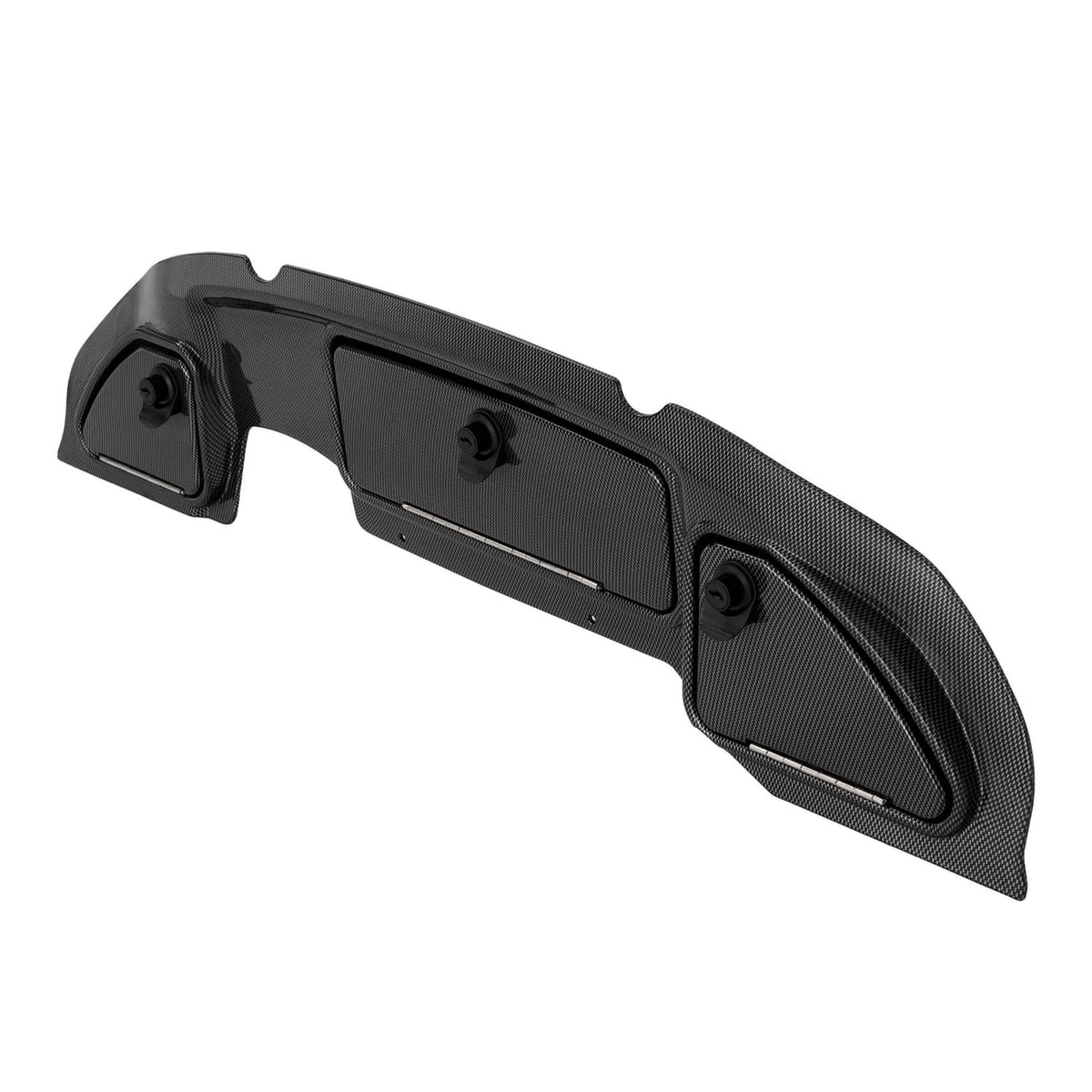 Carbon fiber dash kit cover with textured side sections and front mounting hardware