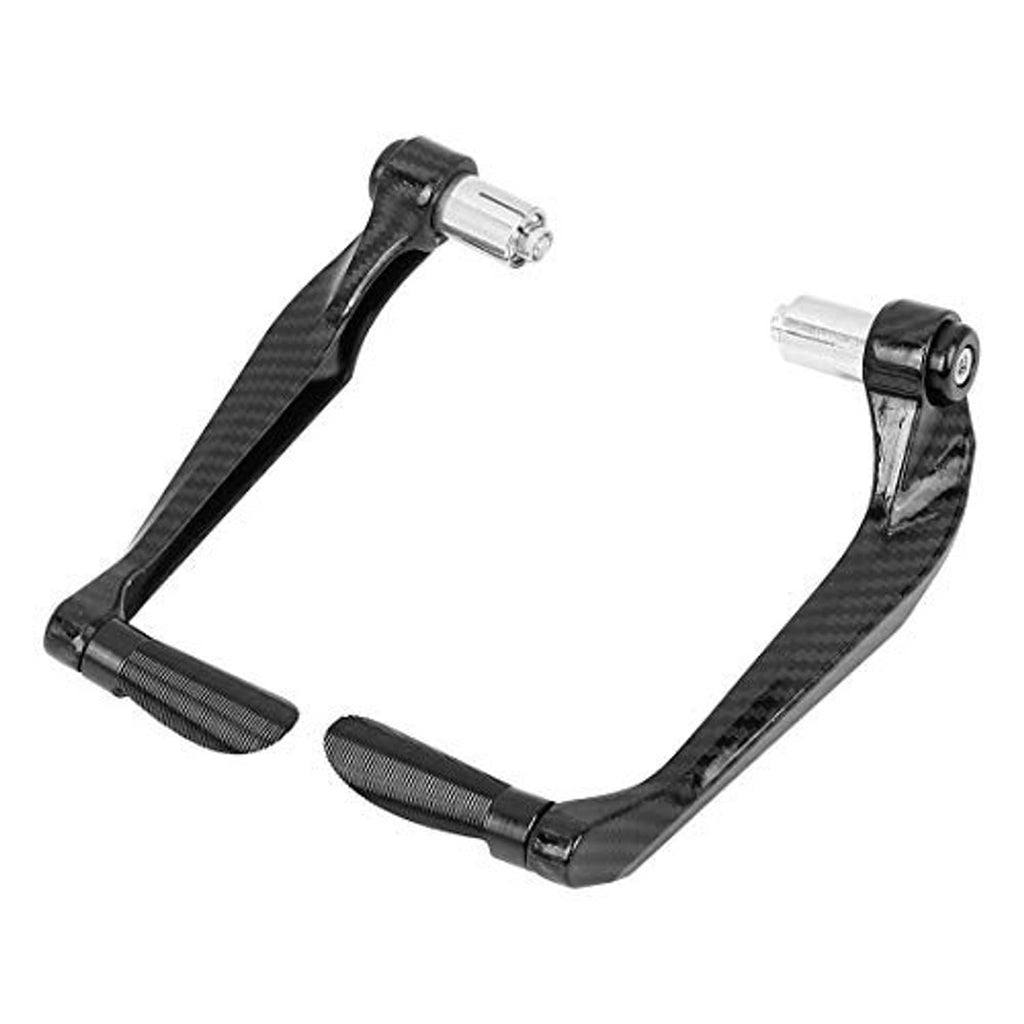 Universal lever protector hand guards, black carbon-fiber style, pair with grip ends
