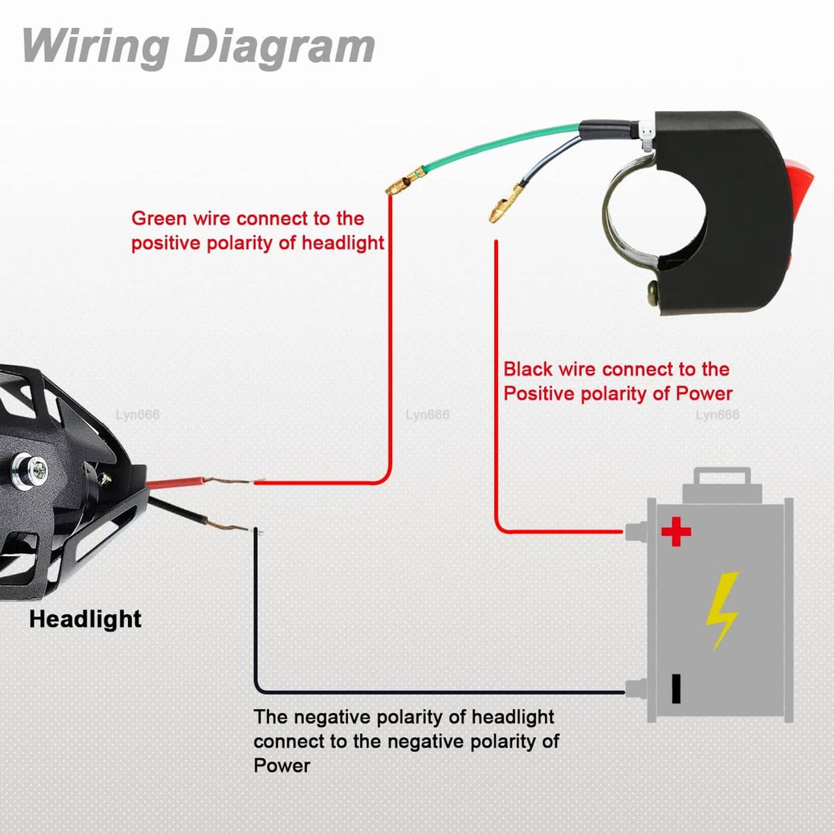Wiring diagram for motorcycle handlebar switch with green and black wire connections