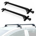 Black roof rack cross bars with mounting feet and end clamps