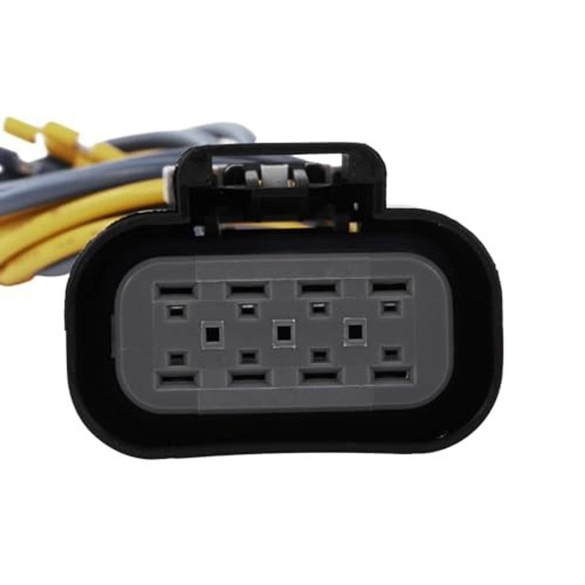 8-pin headlight connector plug with black housing, grey 8-pin socket, yellow and blue wires