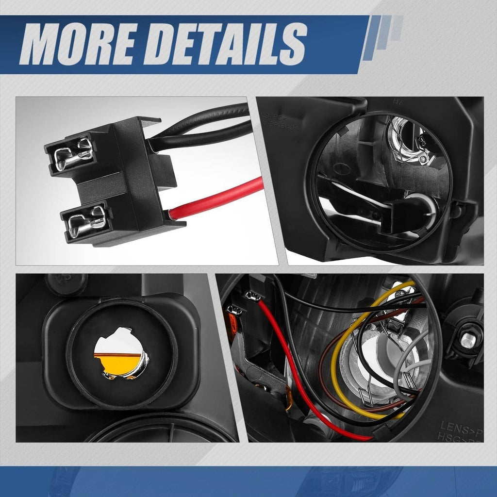 Headlight wiring and connector ports with circular bulb holder inside black housing
