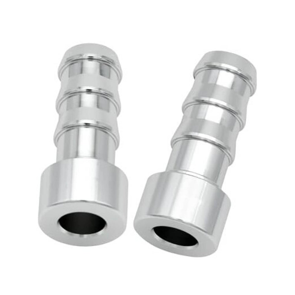 Metal hose barb tail nipple adapter with flange, chrome finish, two-piece set