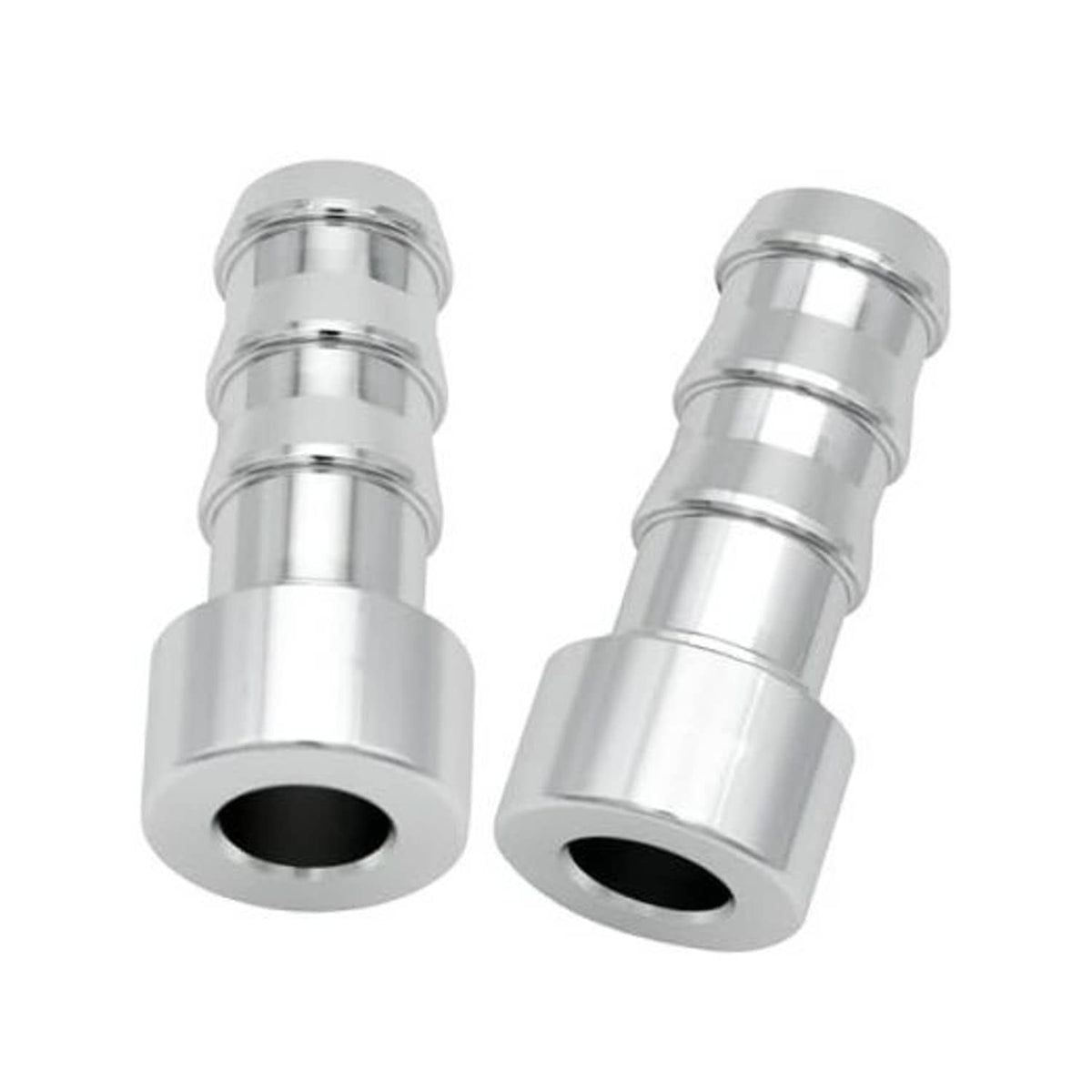 Metal hose barb tail nipple adapter with flange, chrome finish, two-piece set