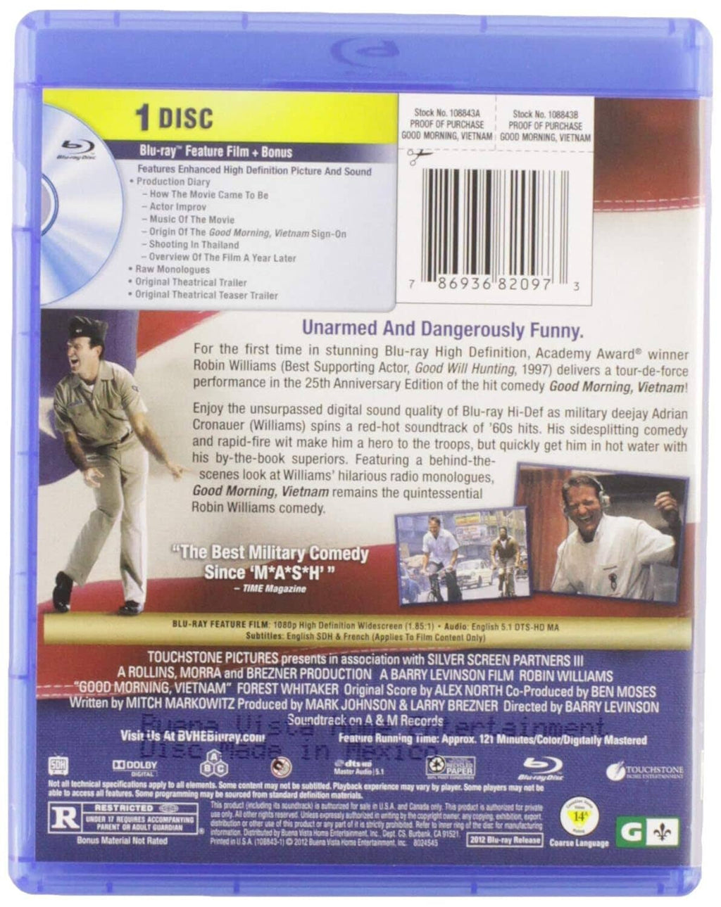 Blu-ray case back cover with plot notes, cast photos, and barcode