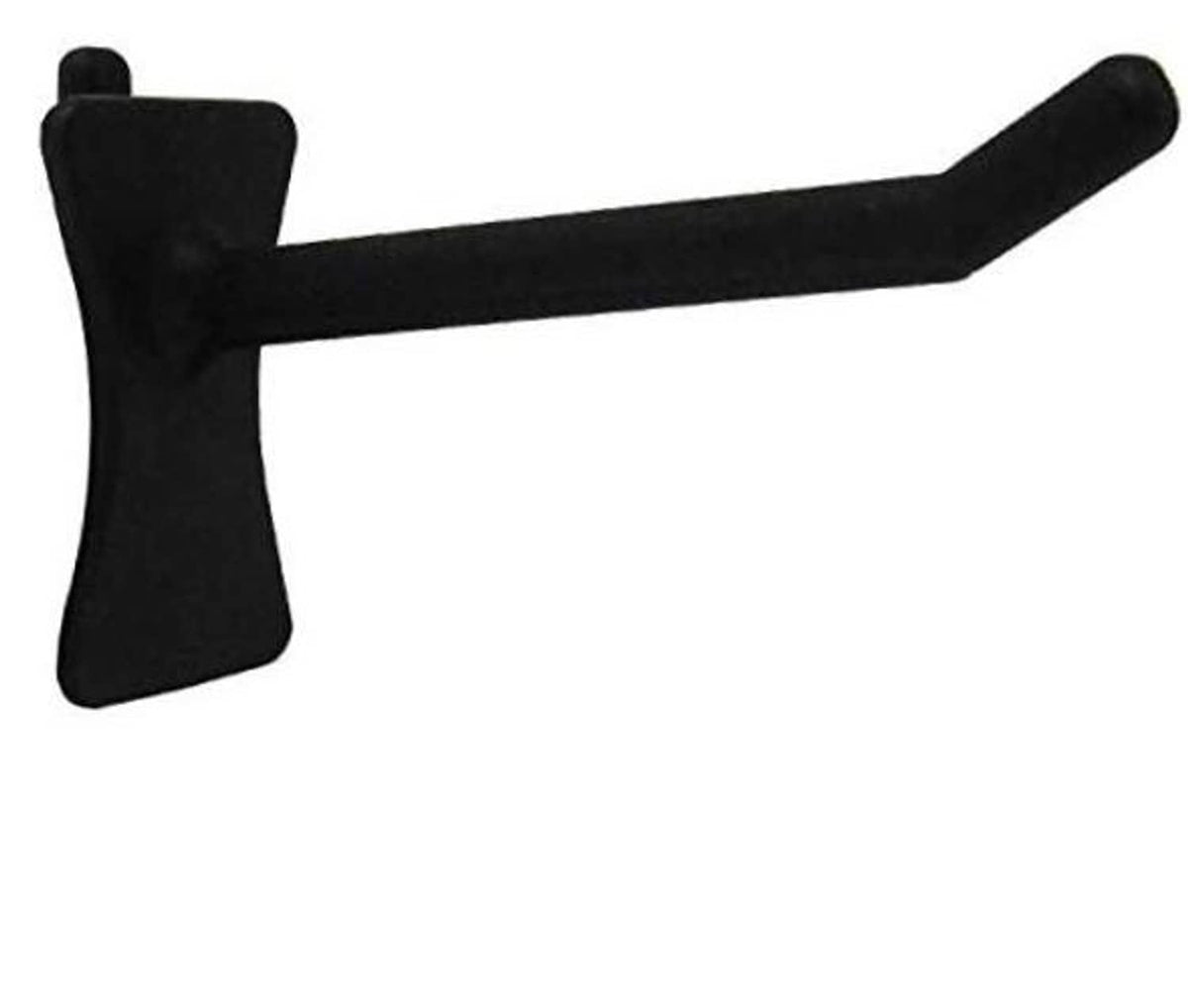 Black straight pegboard hook with mounting face, 2-inch size
