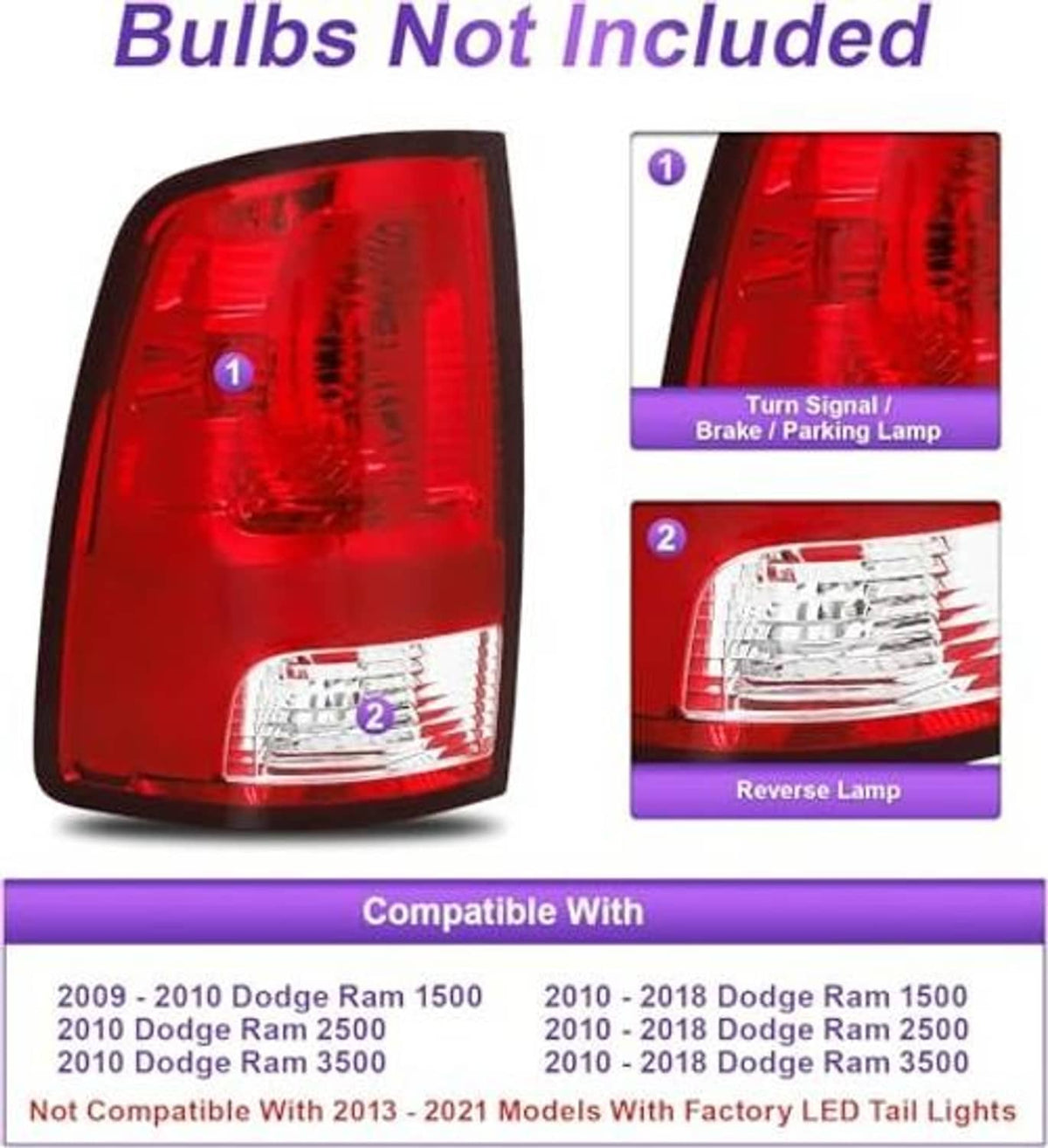Left rear taillight with red upper lens and clear lower reflector, driver-side
