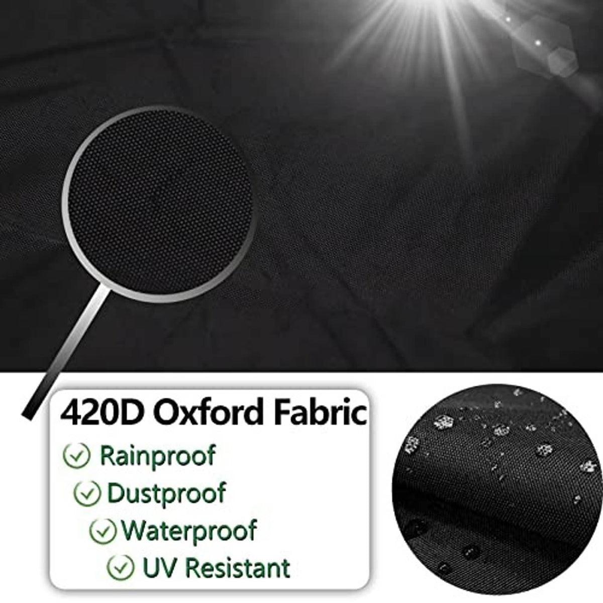 Black 420D oxford-style log splitter cover fabric with water-resistant texture