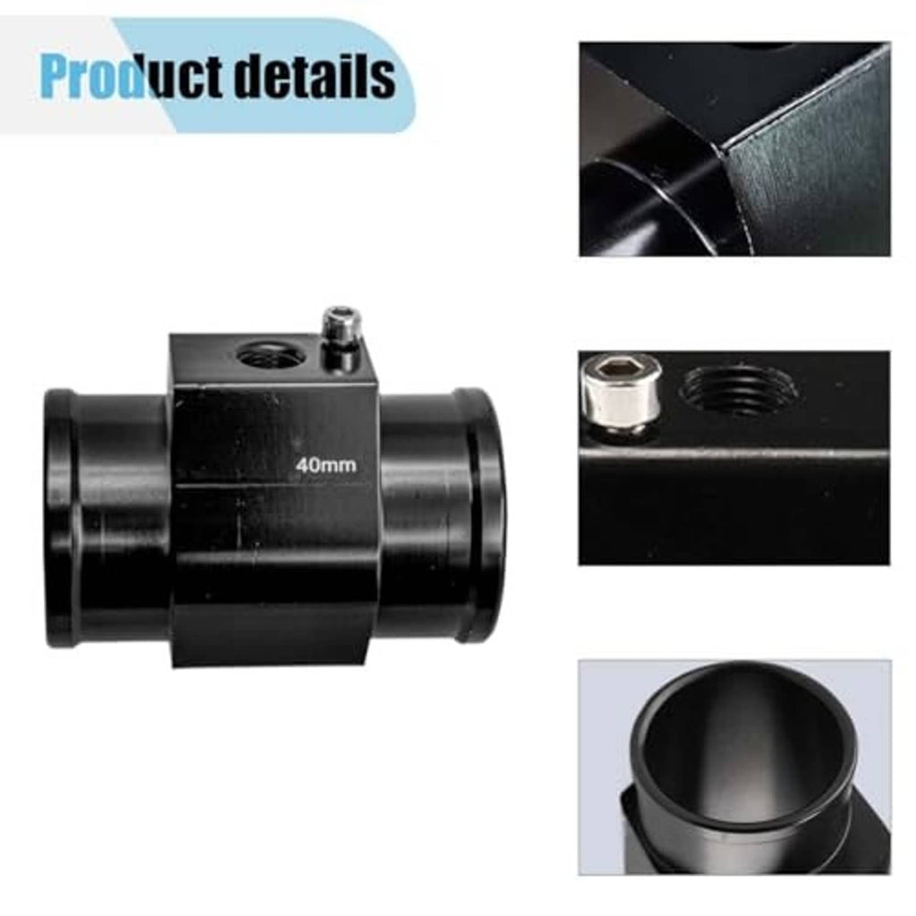Black water temperature sensor joint pipe with threaded sensor port and clamps