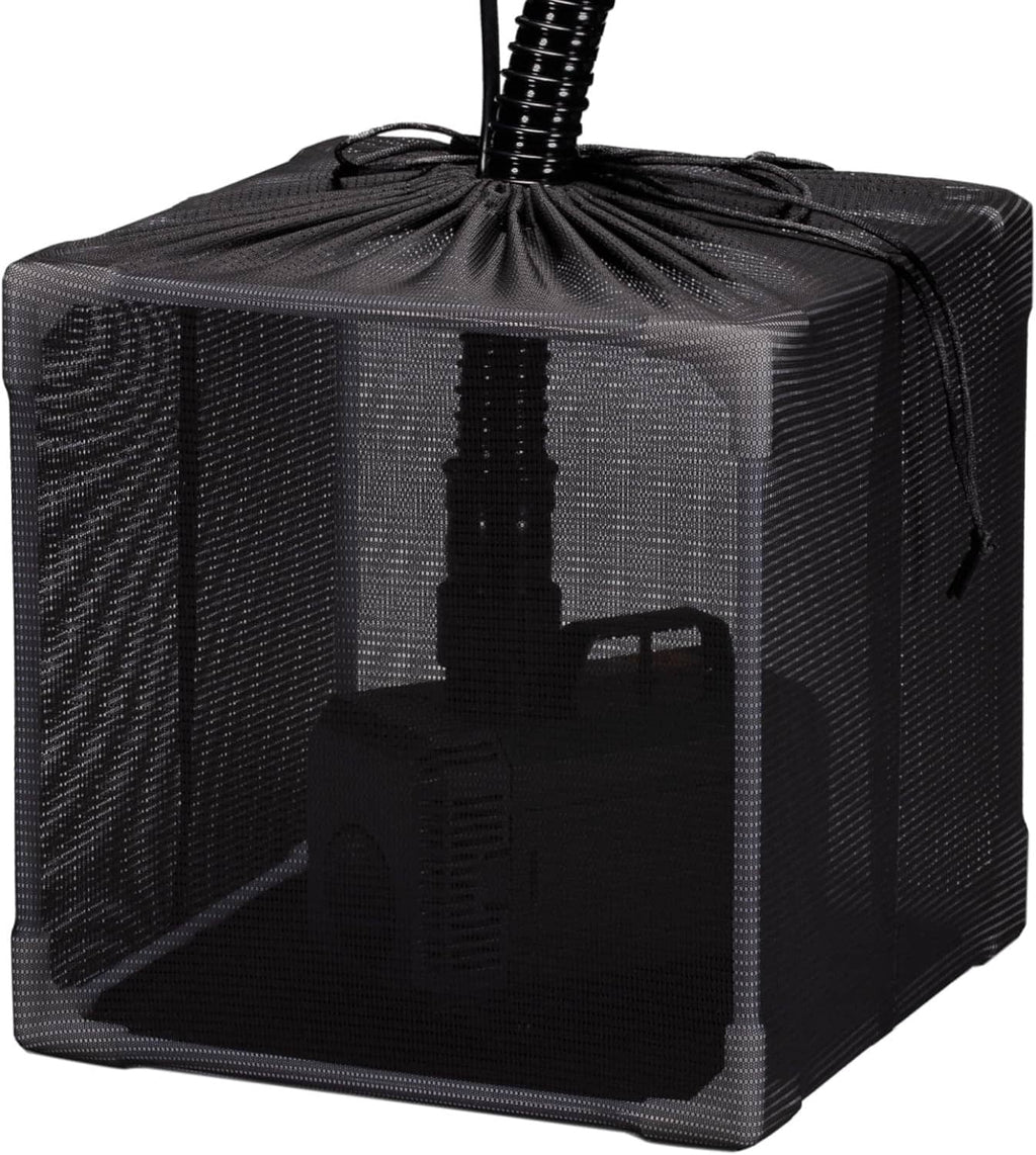 10-inch black fine mesh water pump barrier bag basket with hose tube and top opening