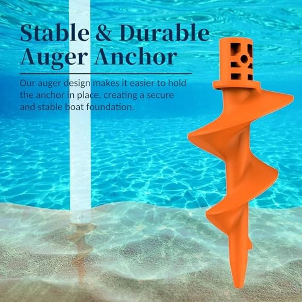 Orange sand auger anchor with spiral auger tip and mounting collar
