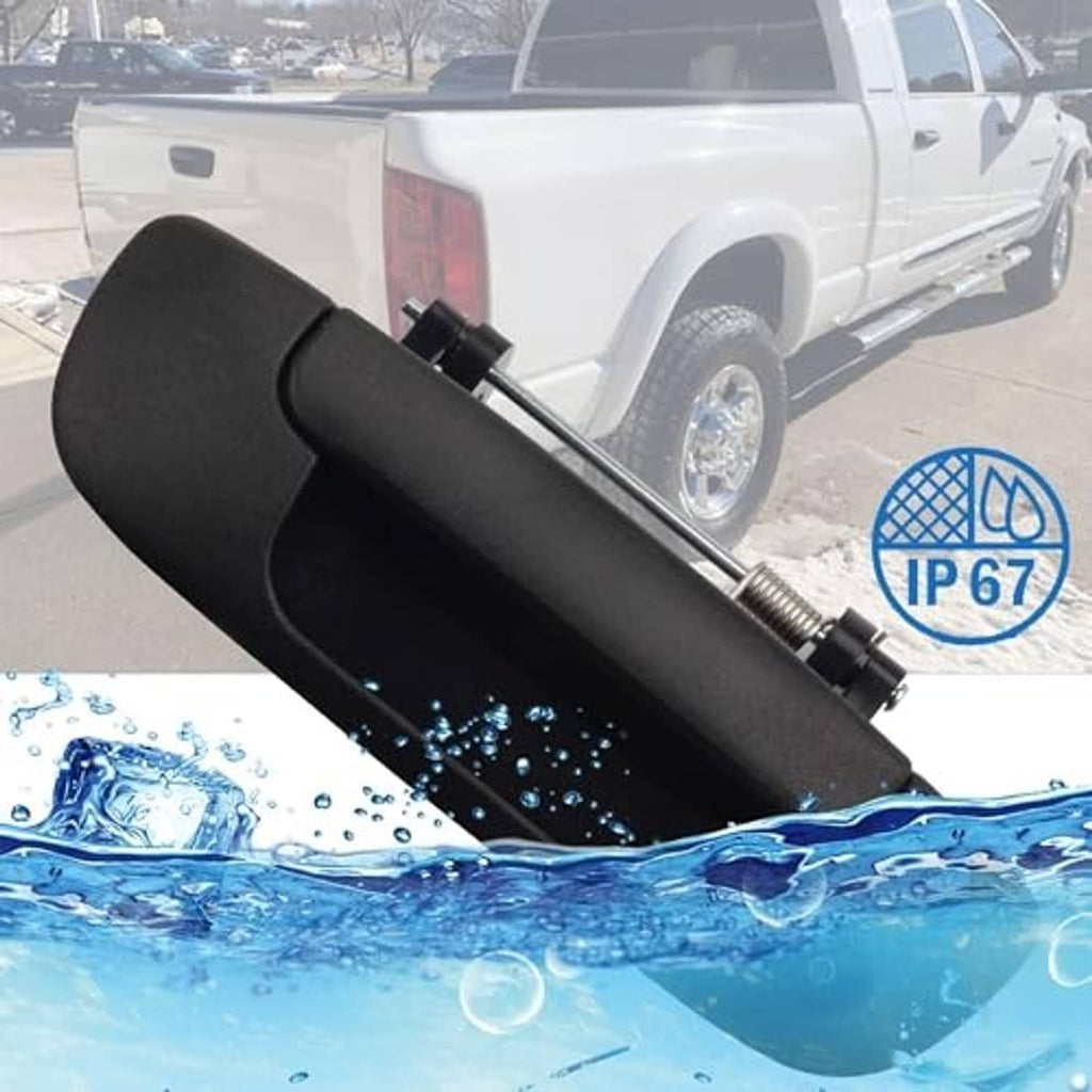 Black tailgate handle backup camera for pickup truck, water-resistant IP67