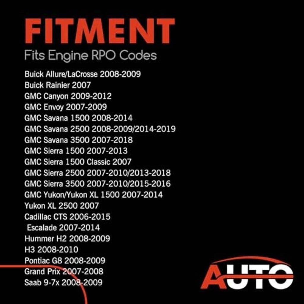 Additional vehicle fitment compatibility list graphic for crank sensor harness, AUTO logo