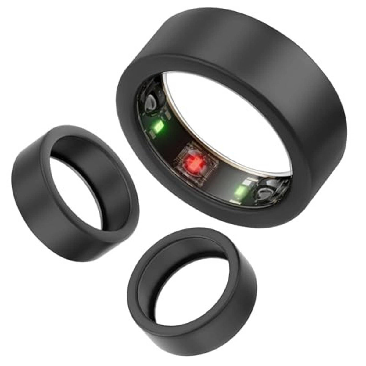 Black silicone Oura Ring protector covers set, S size, shown from multiple angles