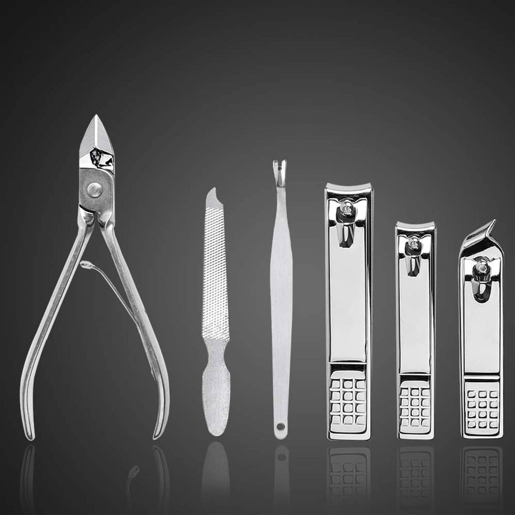 Nail care tool set with assorted clippers and a textured metal nail file