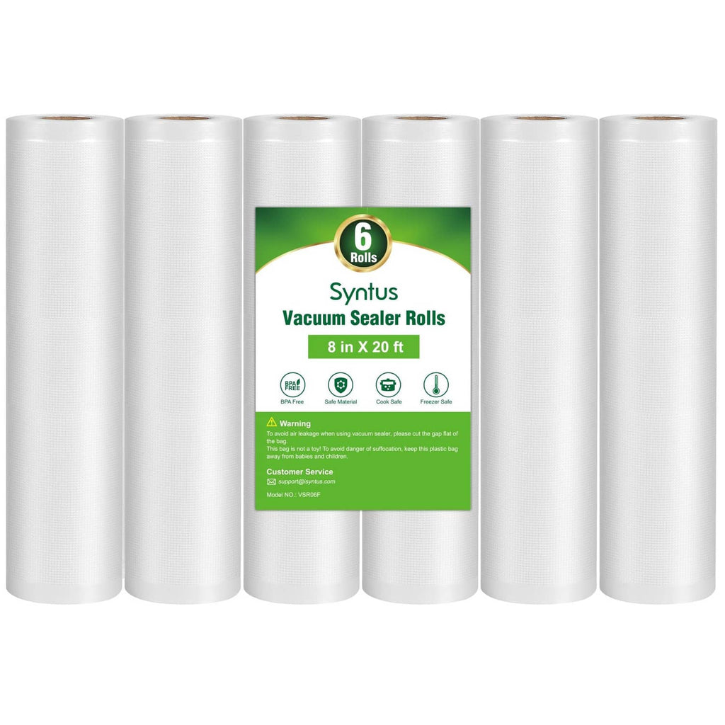 Vacuum sealer bag rolls, six-pack of white film rolls for food storage