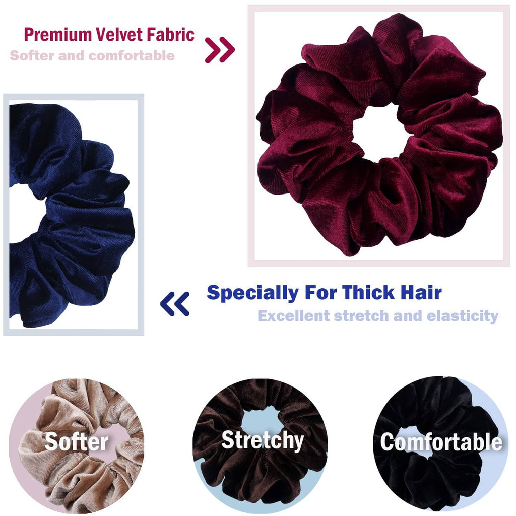 Burgundy velvet jumbo scrunchie with gathered ruffle texture