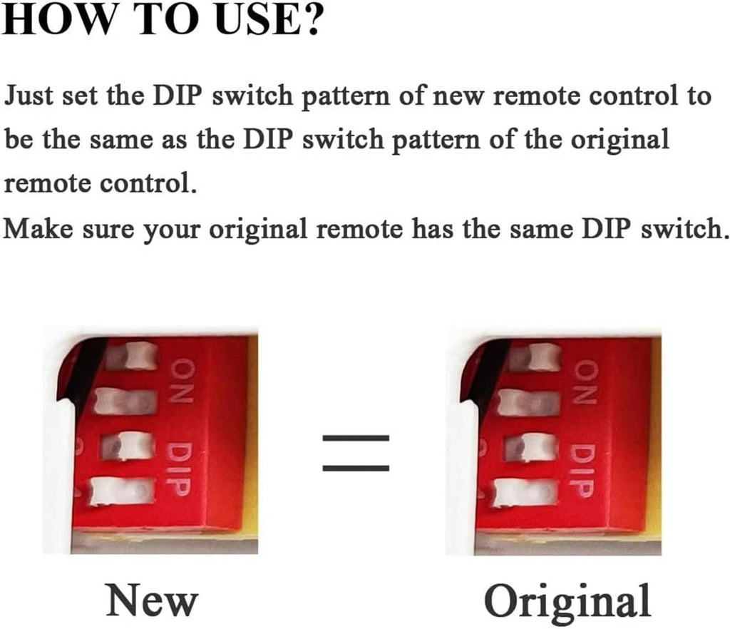 Ceiling fan remote DIP switch comparison for matching original remote settings