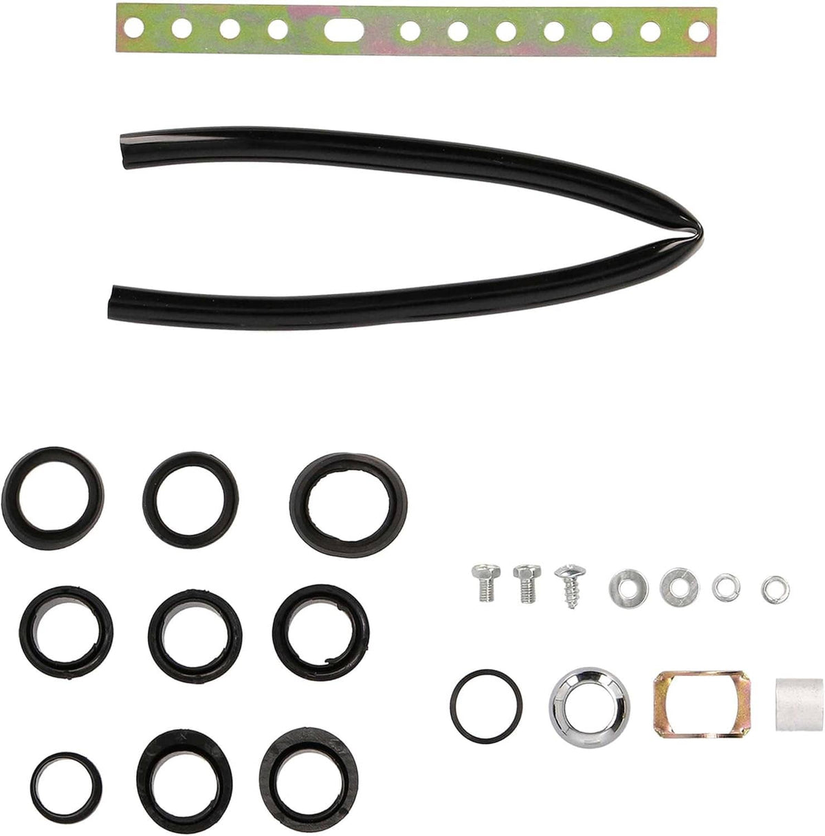 Power antenna installation kit: black seals, O-rings, mounting clips, and screws