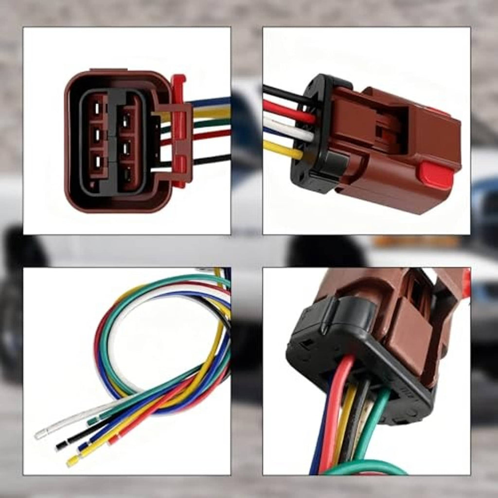 Tail light pigtail connector set showing brown 6-pin housings with multicolor wire leads