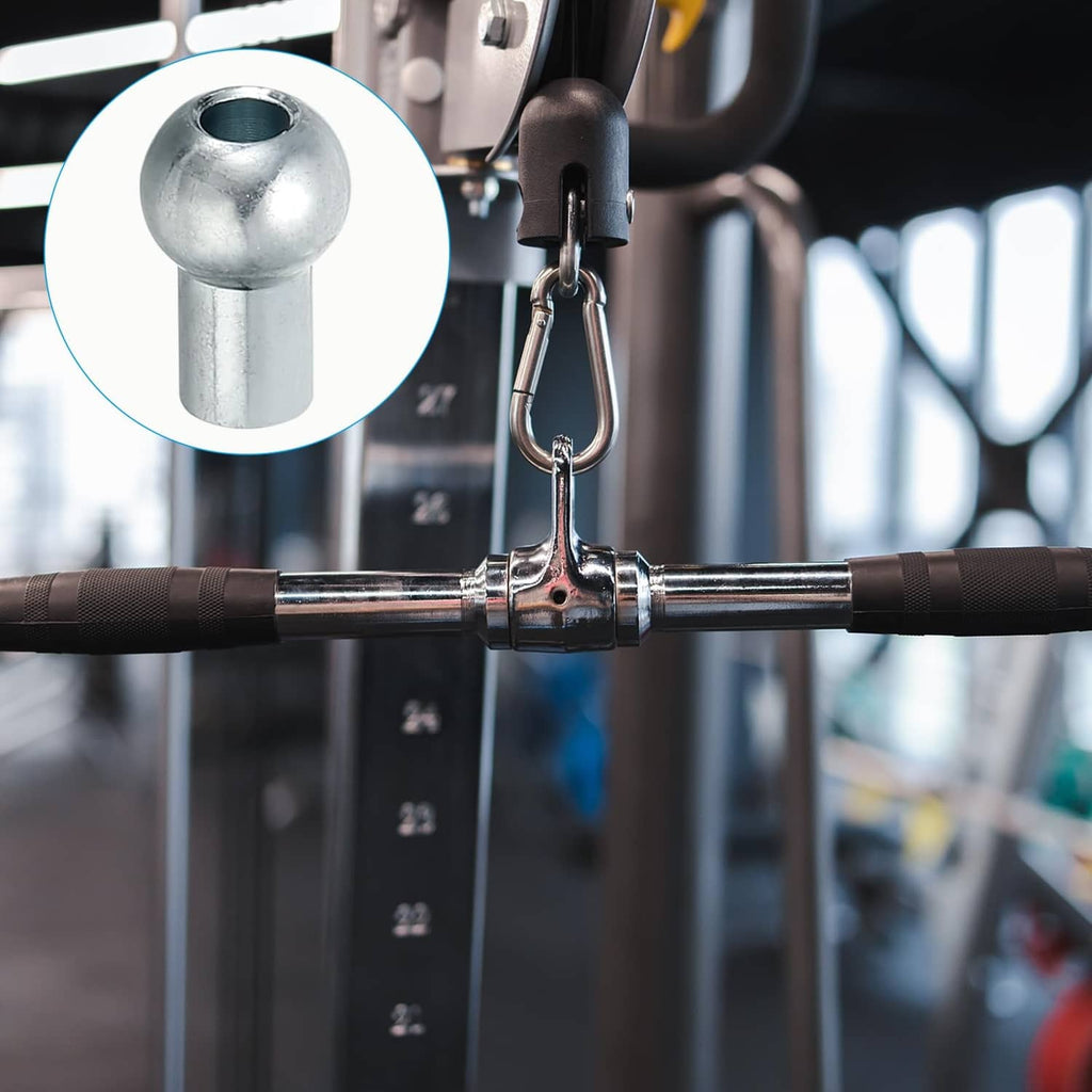 Silver cable ball stopper on gym machine cable end