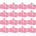 Set of 16 pink foldable storage bins with handles, shown closed