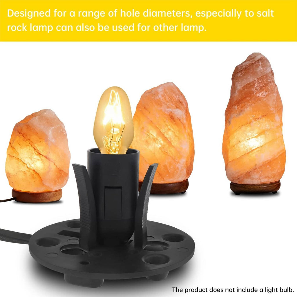 Black salt lamp cord kit with socket base and long cable, designed for lamp openings