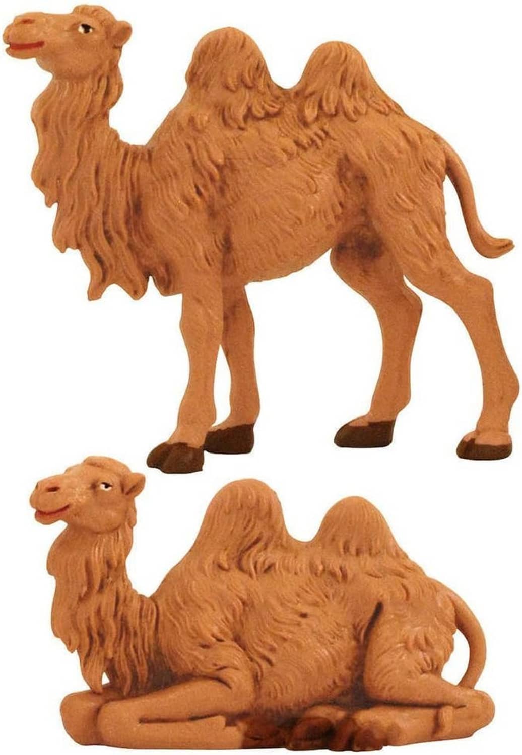 3.5-inch scale brown camel figurines: standing camel with raised head, resting camel.
