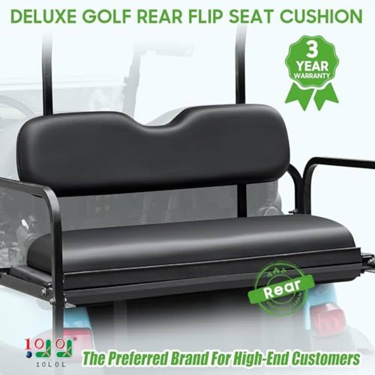 Black rear flip seat replacement cushion with contoured backrest pad
