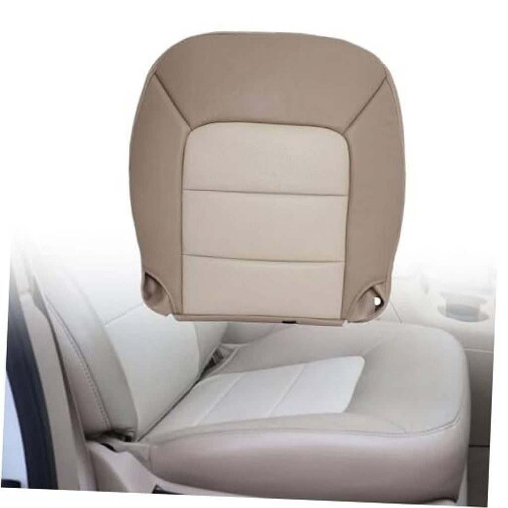 Front driver seat back cover in light tan with center insert and side supports.