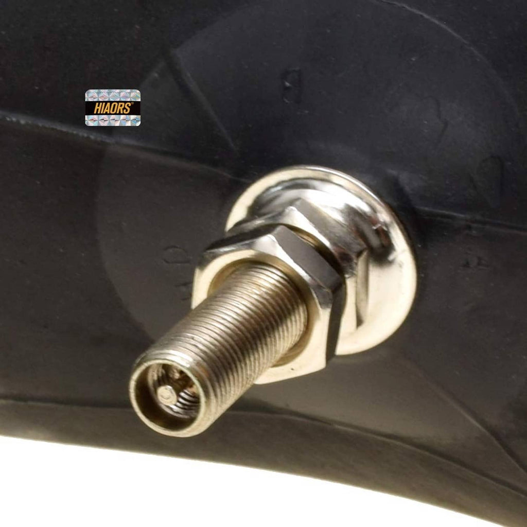 Black inner tube valve stem with metal core and threaded base