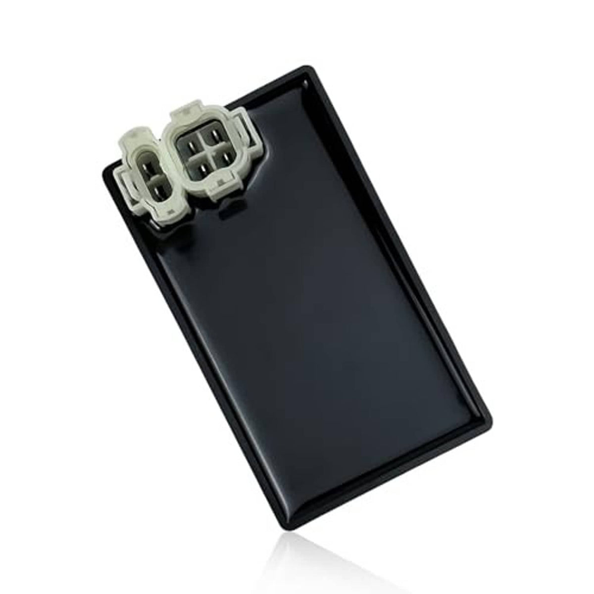 Black CDI module box with two white plug terminals