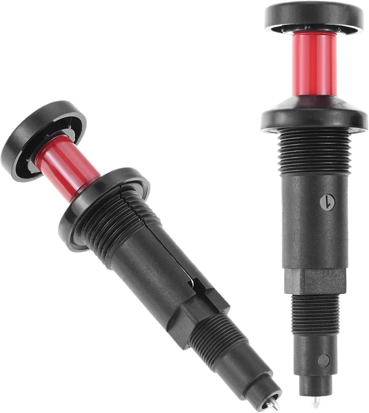 2-pack universal piezo igniters with push-button tips, black housing and red insulators