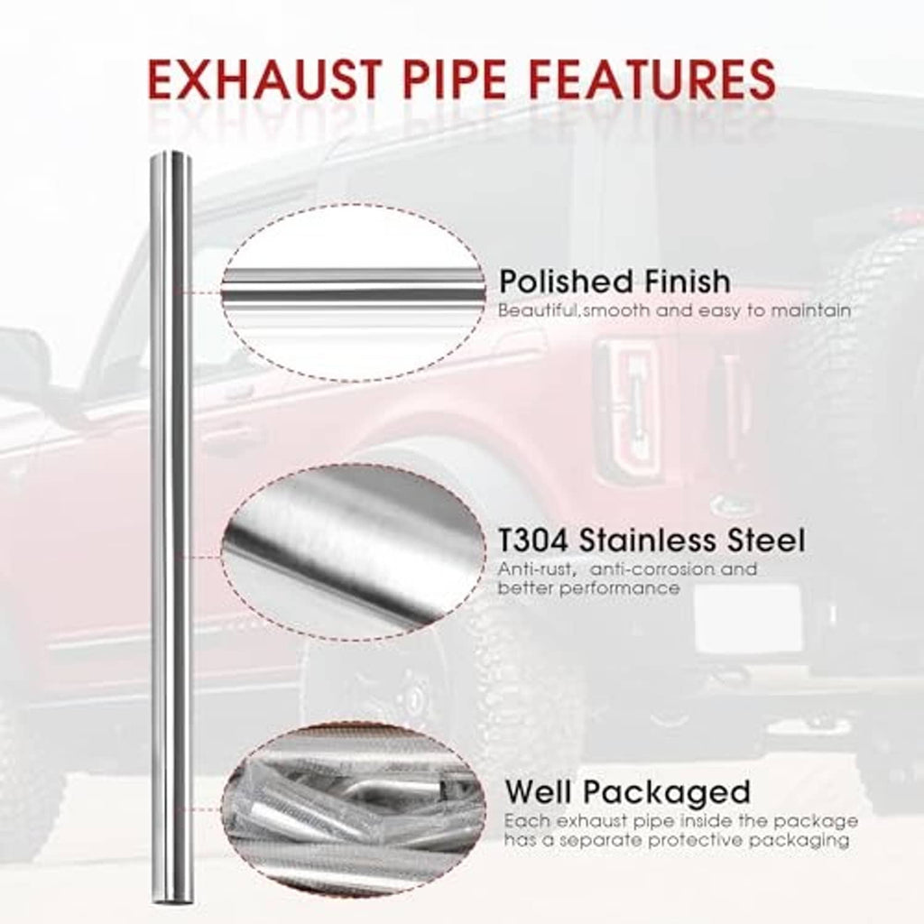 T304 stainless steel exhaust pipe with polished finish, smooth straight tube