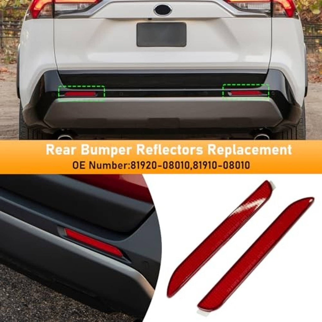 Pair of red rear bumper reflector lenses for left and right