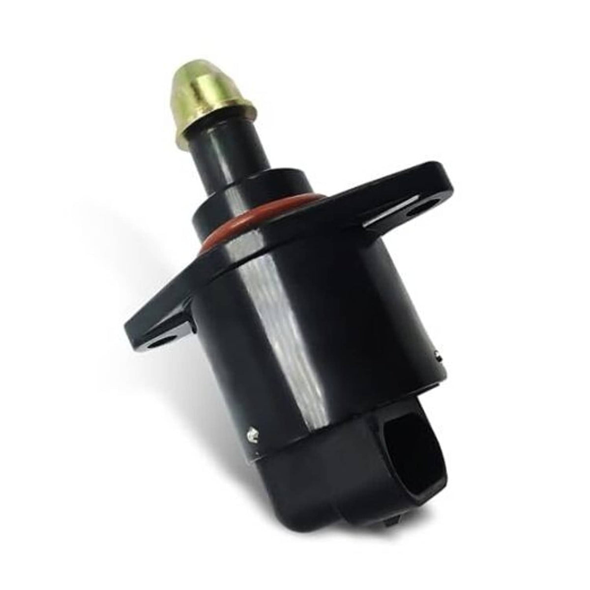 Black idle speed control valve with metal housing and brass inlet fitting