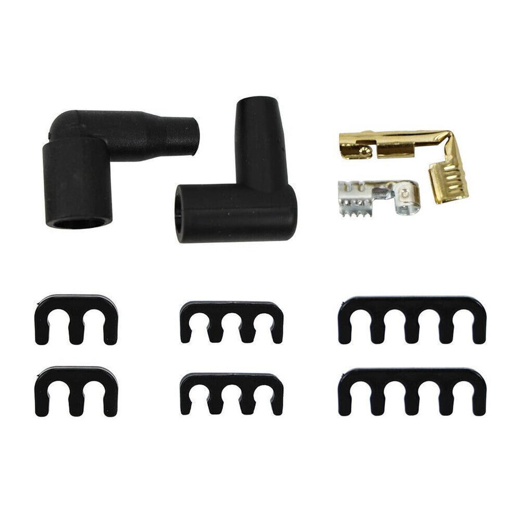 Ignition coil connector parts kit with black adapters and metal terminal clips